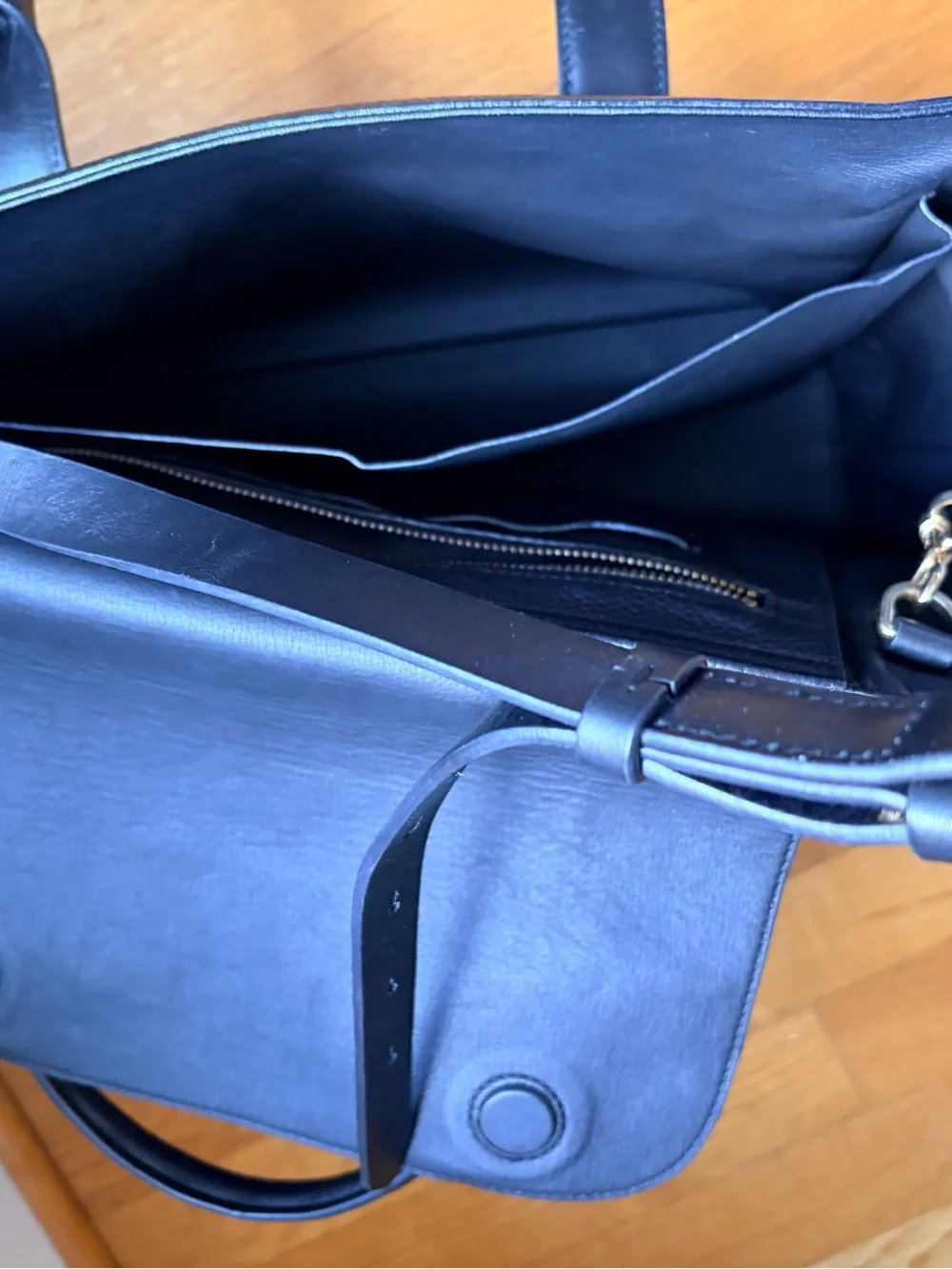 Cuyana Trapeze Black Leather Satchel Bag